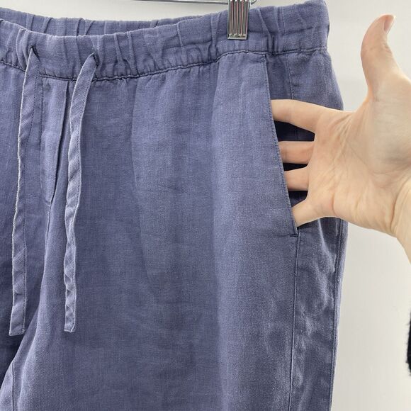 Pure J. Jill LP Petite Pants Garment Dyed Linen Crop Cropped Pockets Drawstring - Picture 4 of 15